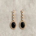 Noor Black Oval Halo Drop Earrings