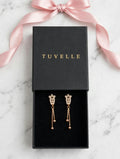 TUVELLE triangular chandelier earrings with sparkling fan-shaped drops